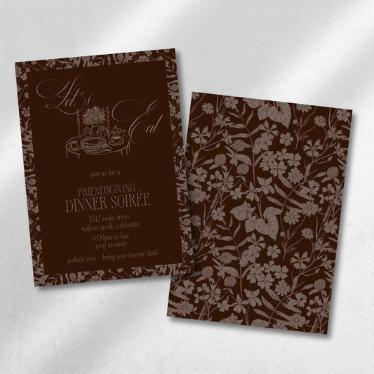 Friendsgiving Dinner Soirée in Vintage Floral - Digital Invitation Template