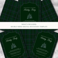 Load image into Gallery viewer, Holiday Soirée in Polo Plaid Tartan Green - Digital Invitation Template
