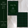 Load image into Gallery viewer, Holiday Soirée in Polo Plaid Tartan Green - Digital Invitation Template