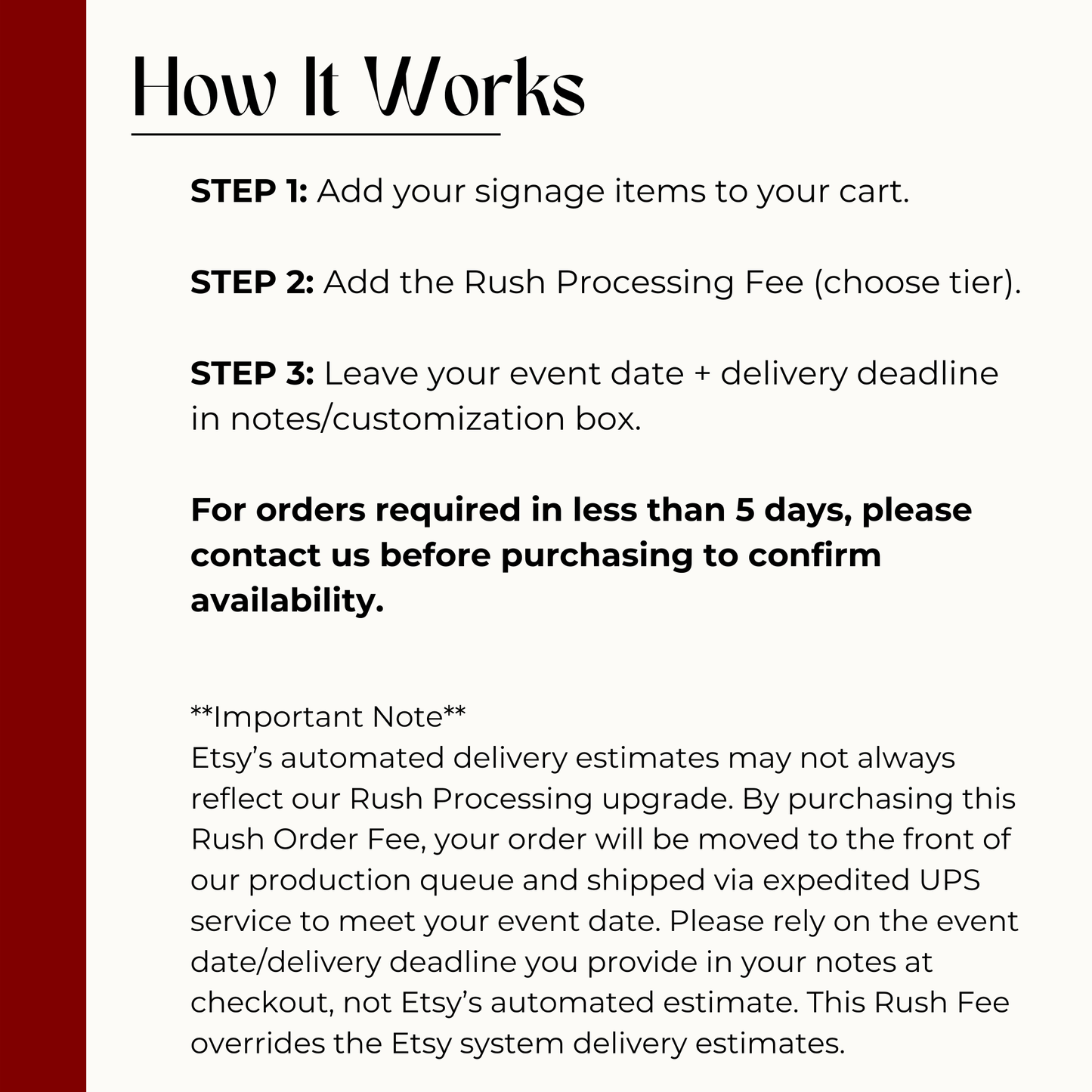 Ultra Rush Order Fee (< 2 Weeks) – Expedited Production