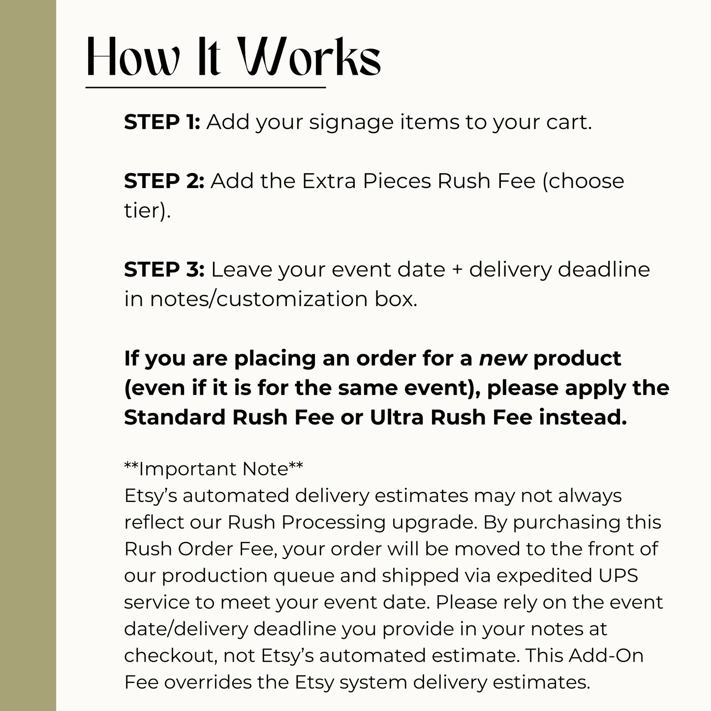 Extra Pieces Rush Order Fee – Expedited Production