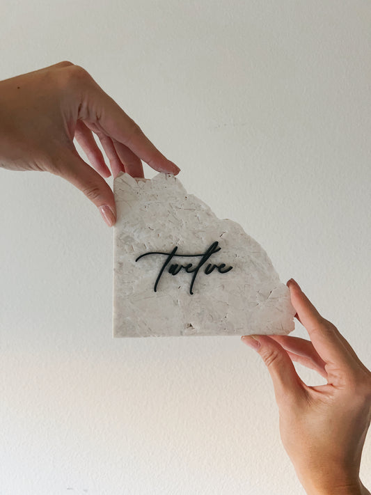 Deconstructed Daylight Marble Table Numbers