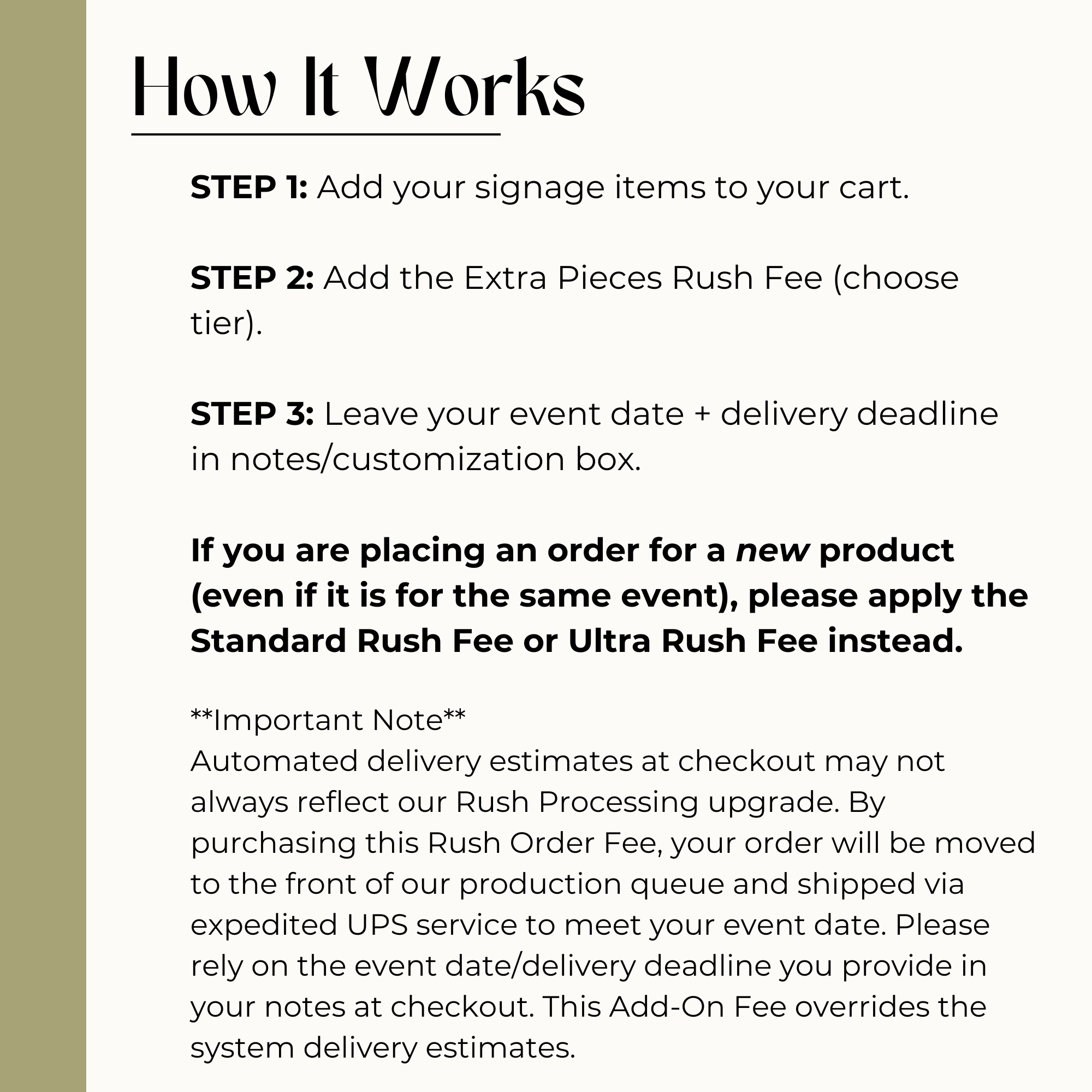 Extra Pieces Rush Order Fee – Expedited Production