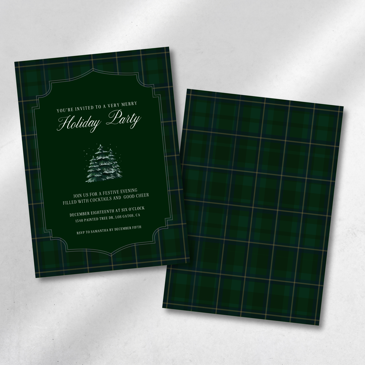 Holiday Soirée in Polo Plaid Tartan Green - Digital Invitation Template