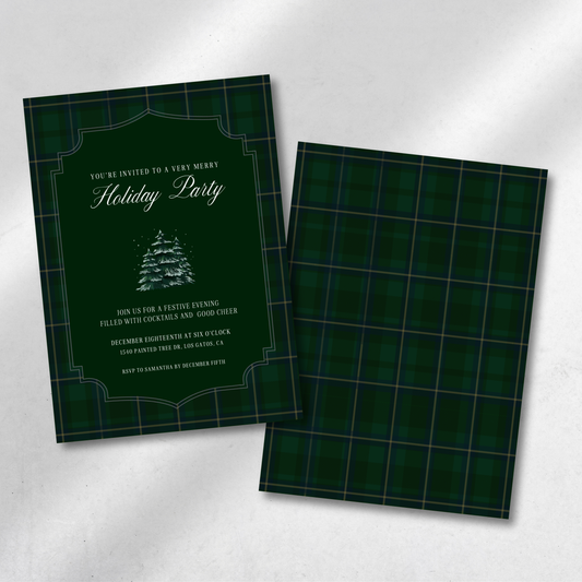 Holiday Soirée in Polo Plaid Tartan Green - Digital Invitation Template