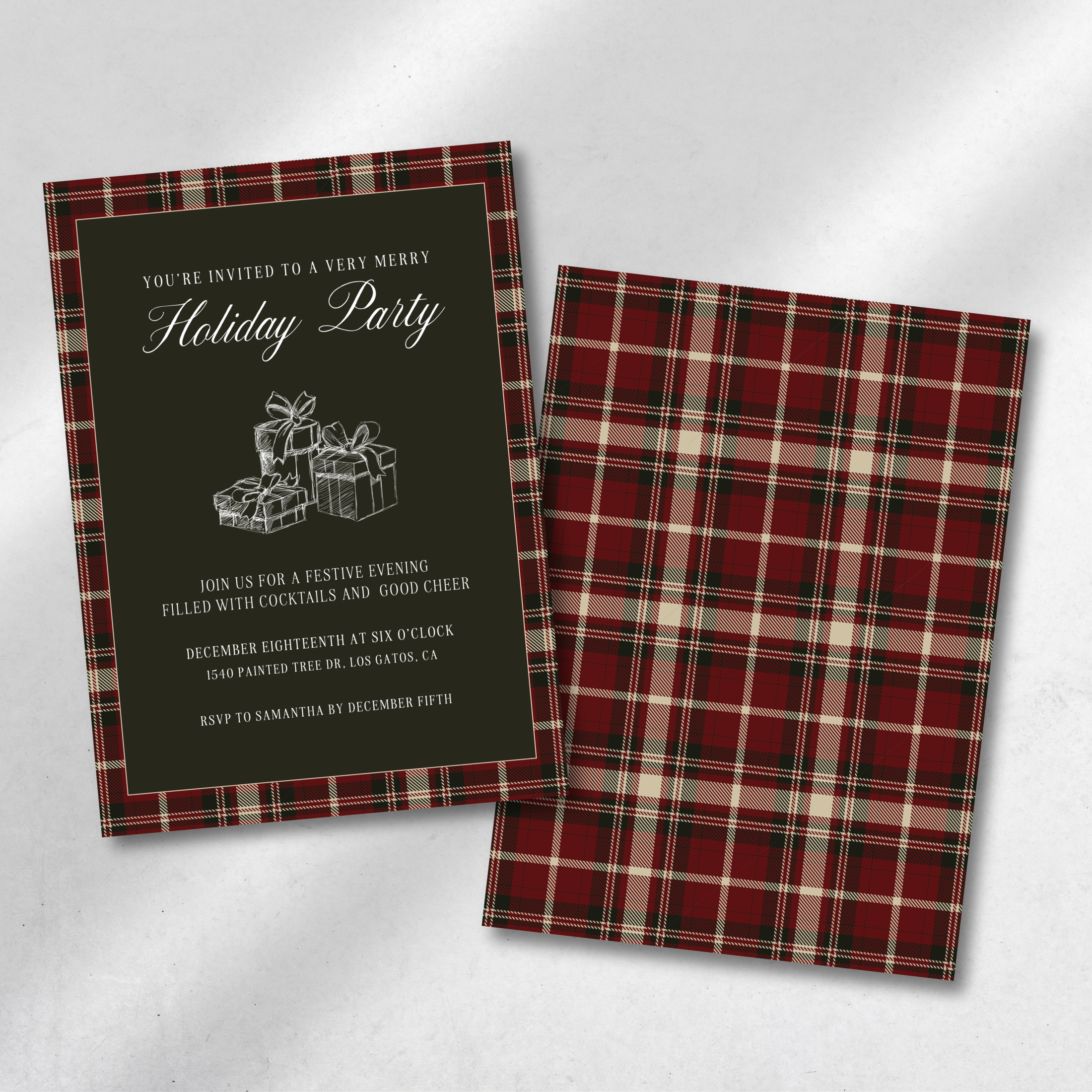 Holiday Soirée in Polo Plaid Tartan Red - Digital Invitation Template