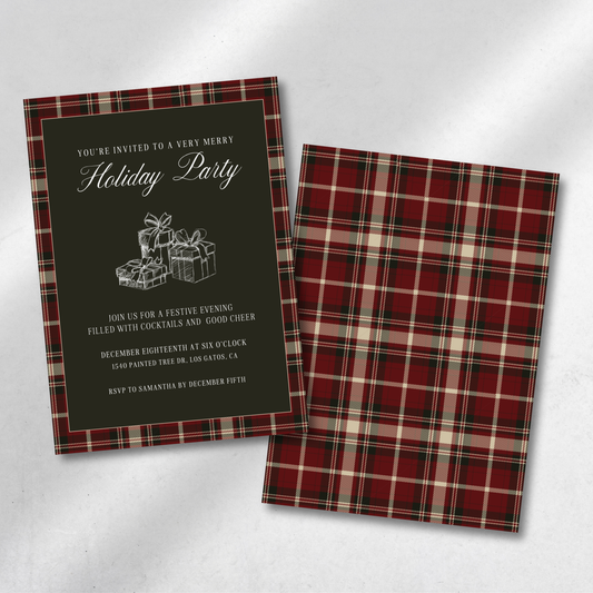 Holiday Soirée in Polo Plaid Tartan Red - Digital Invitation Template