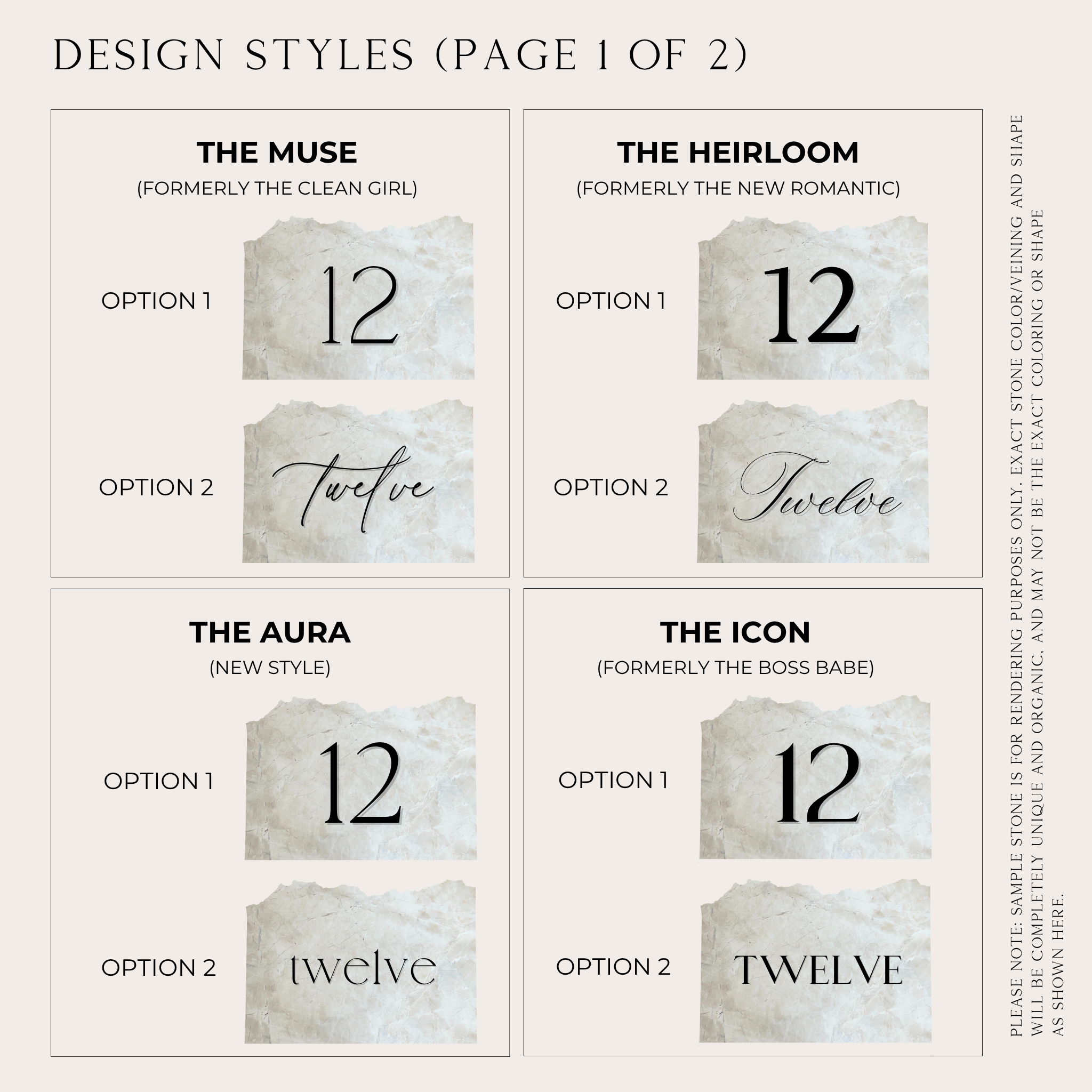 Deconstructed Daylight Marble Table Numbers