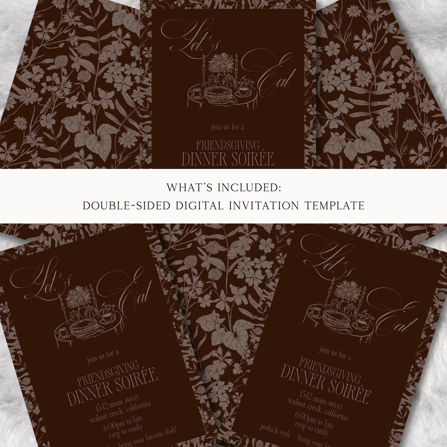 Friendsgiving Dinner Soirée in Vintage Floral - Digital Invitation Template