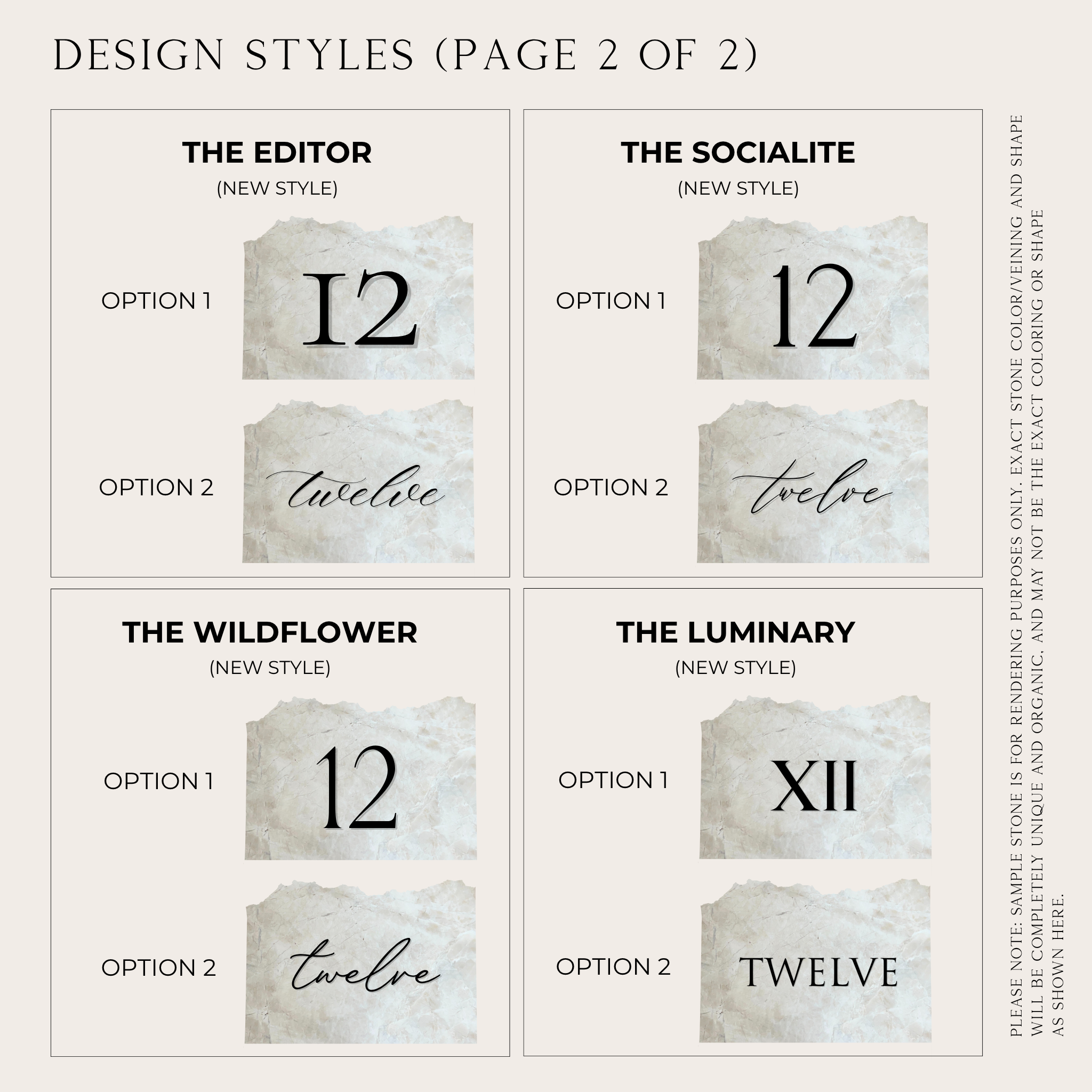 Deconstructed Daylight Marble Table Numbers