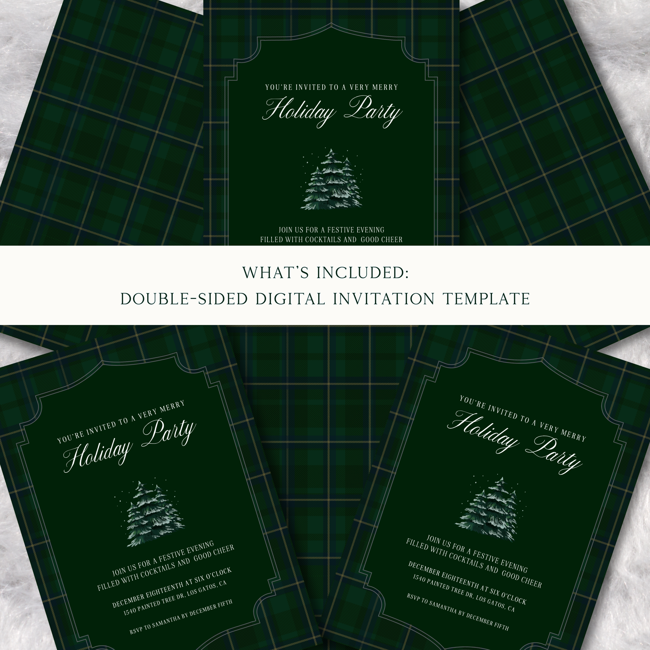 Holiday Soirée in Polo Plaid Tartan Green - Digital Invitation Template