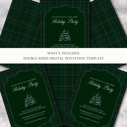 Holiday Soirée in Polo Plaid Tartan Green - Digital Invitation Template