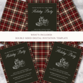 Load image into Gallery viewer, Holiday Soirée in Polo Plaid Tartan Red - Digital Invitation Template
