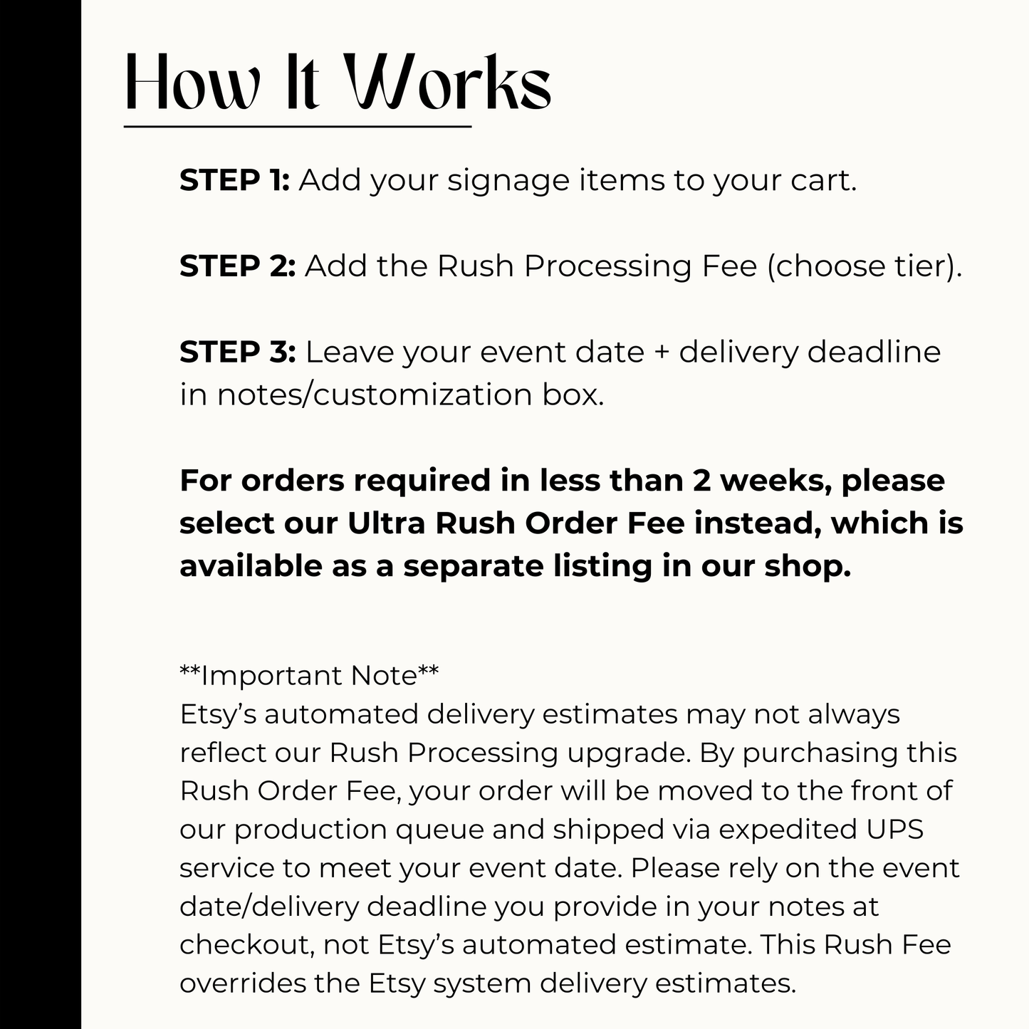 Rush Order Fee – Expedited Production