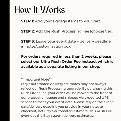Rush Order Fee – Expedited Production