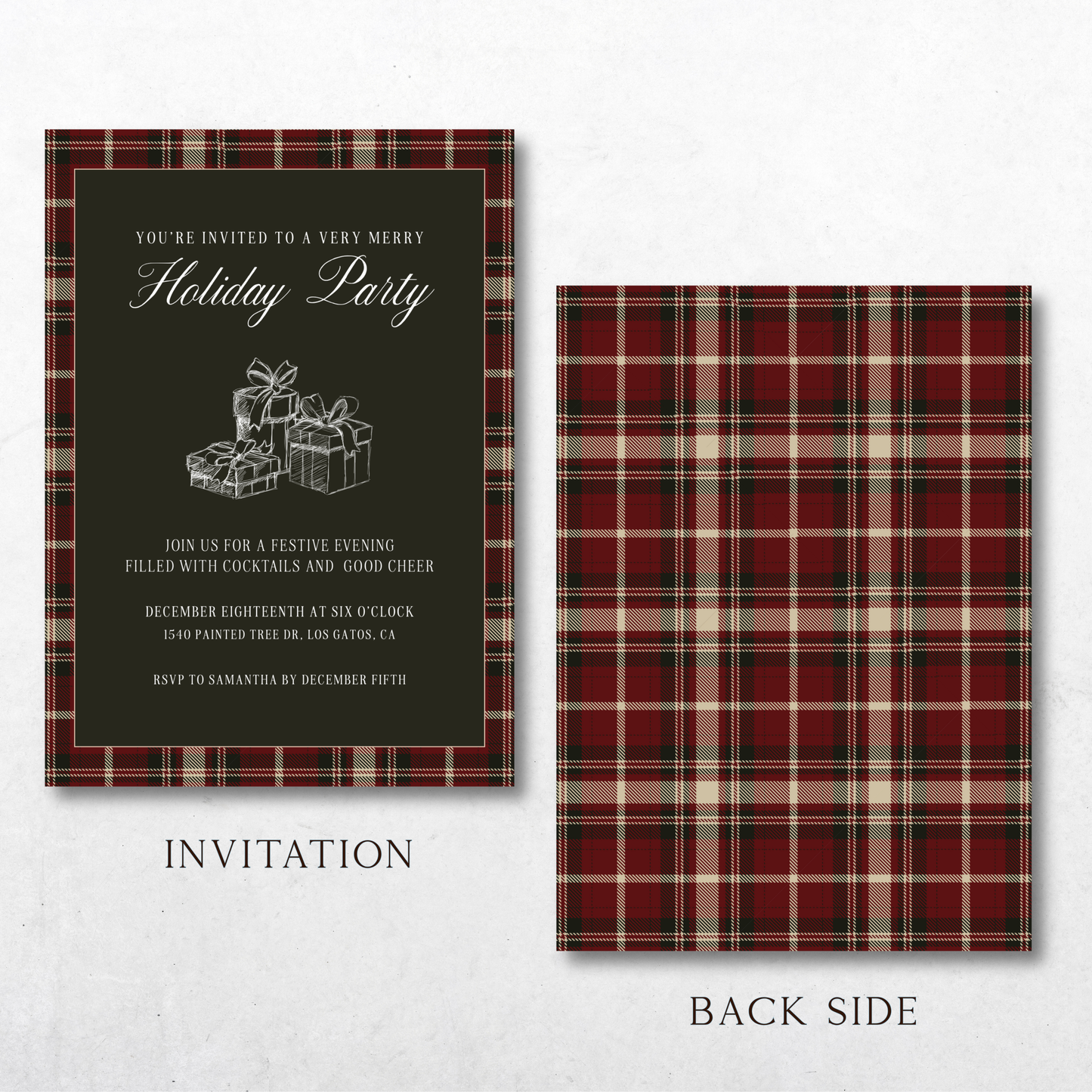 Holiday Soirée in Polo Plaid Tartan Red - Digital Invitation Template