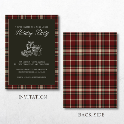 Holiday Soirée in Polo Plaid Tartan Red - Digital Invitation Template
