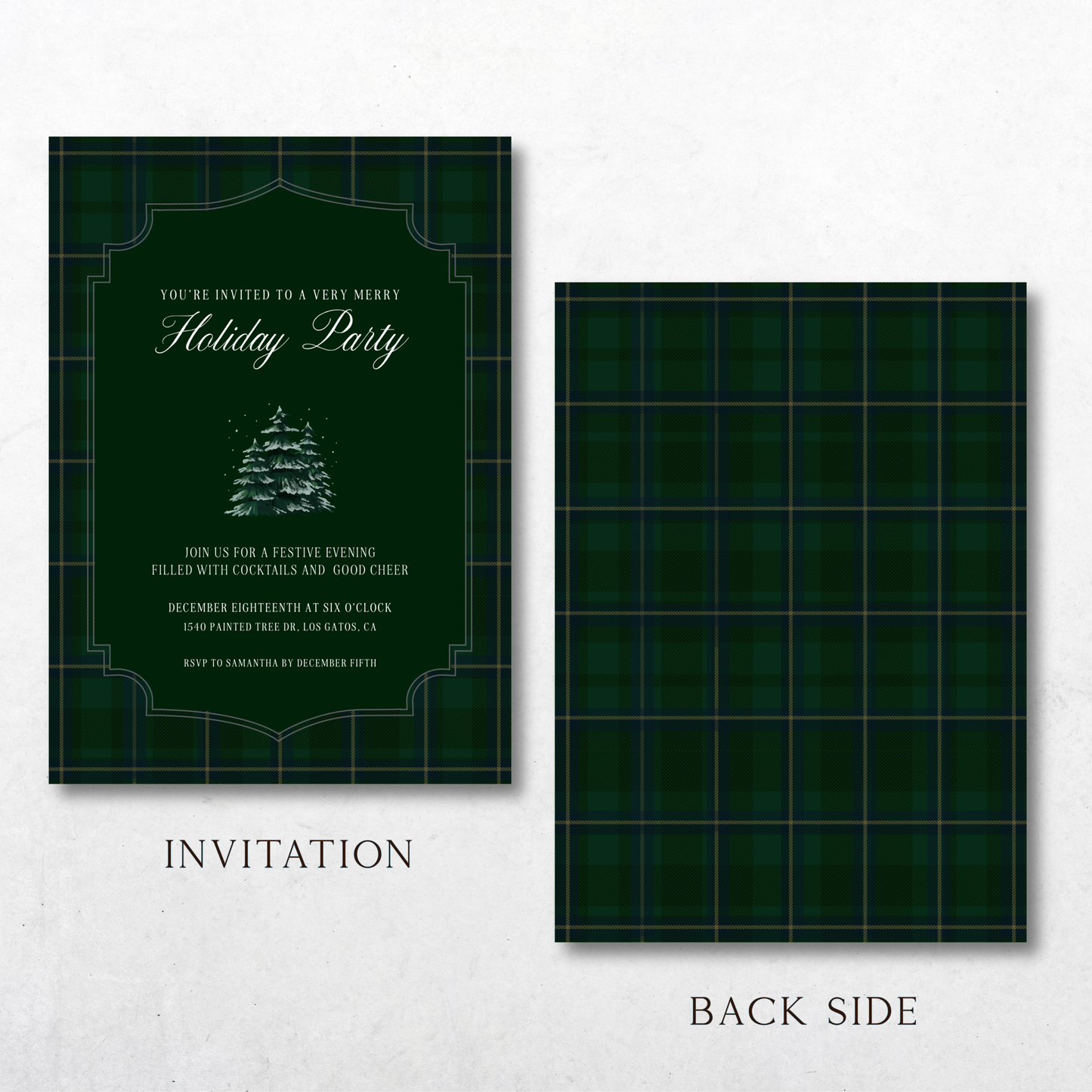Holiday Soirée in Polo Plaid Tartan Green - Digital Invitation Template