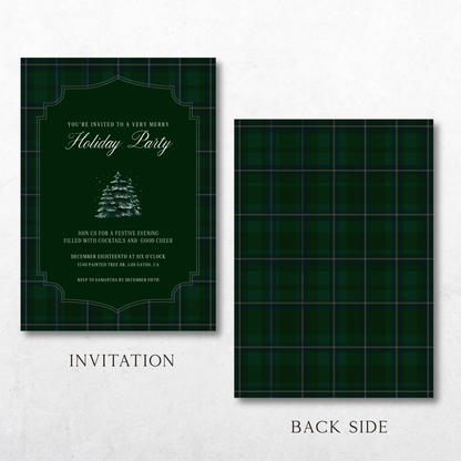 Holiday Soirée in Polo Plaid Tartan Green - Digital Invitation Template