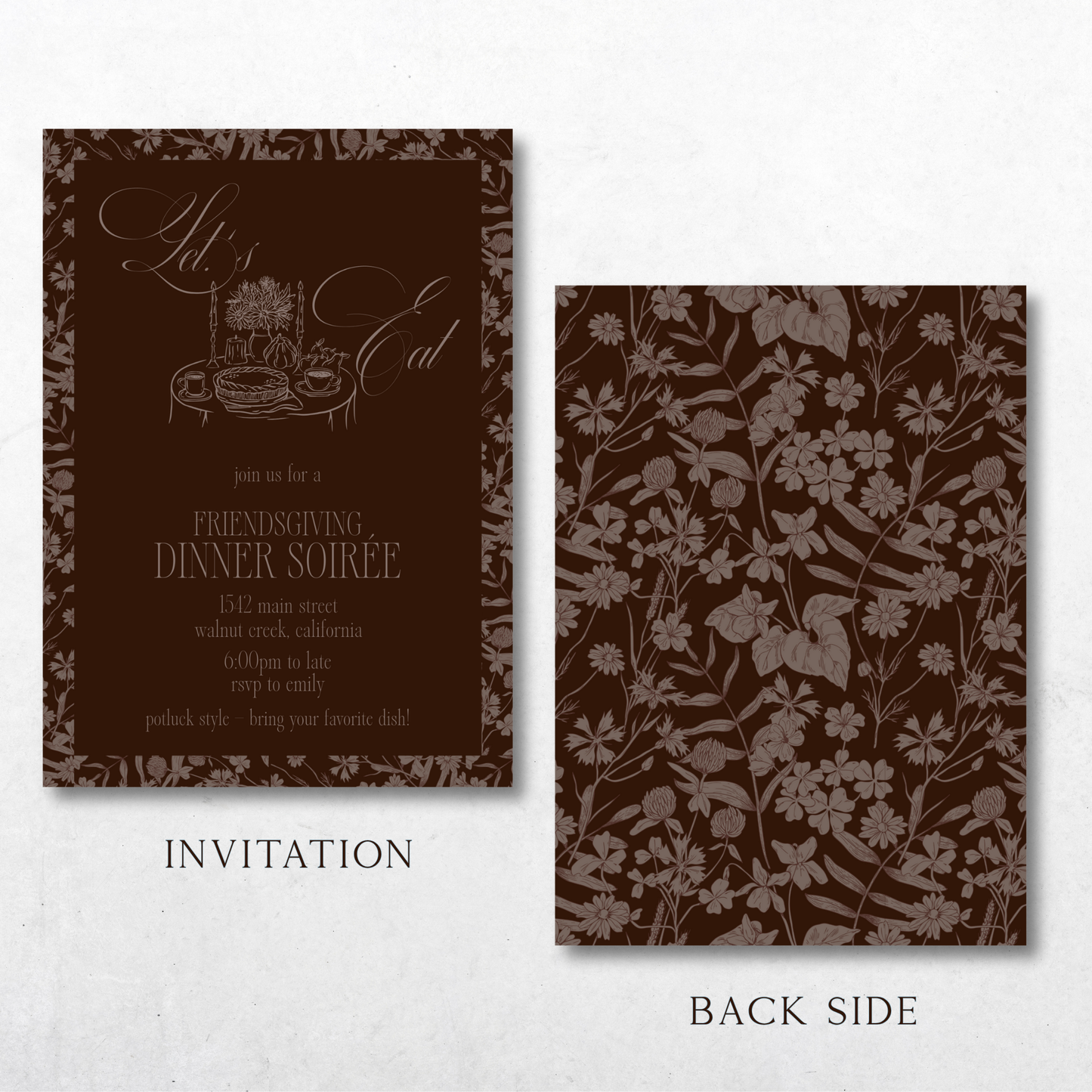 Friendsgiving Dinner Soirée in Vintage Floral - Digital Invitation Template