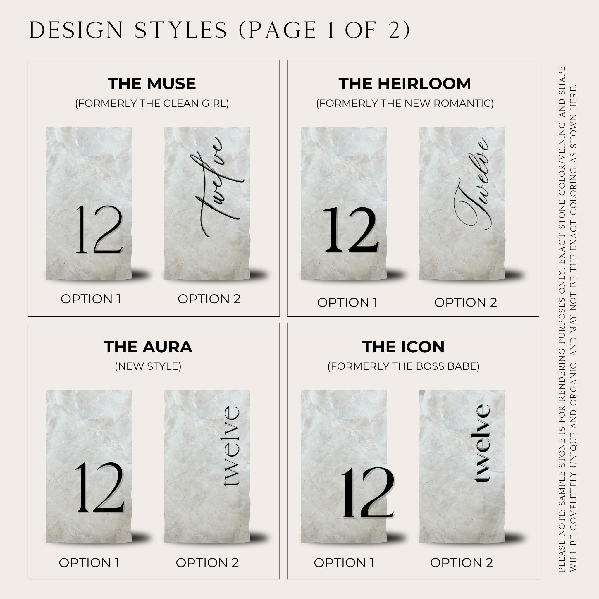 Daylight Marble and Acrylic Table Numbers