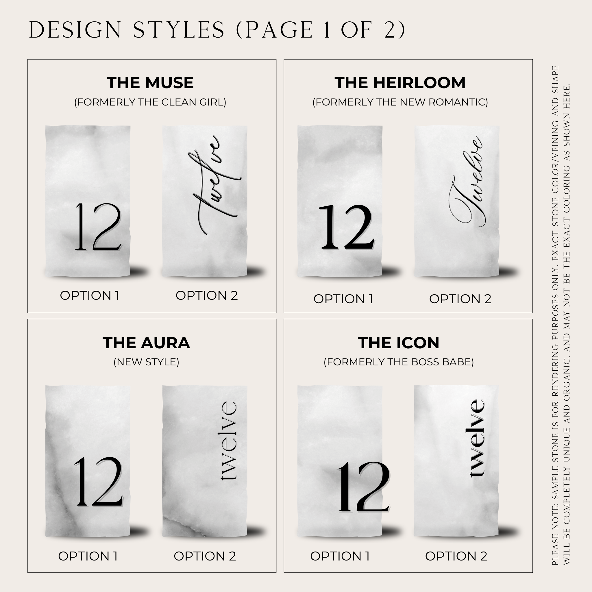 Moonlight Marble and Acrylic Table Numbers