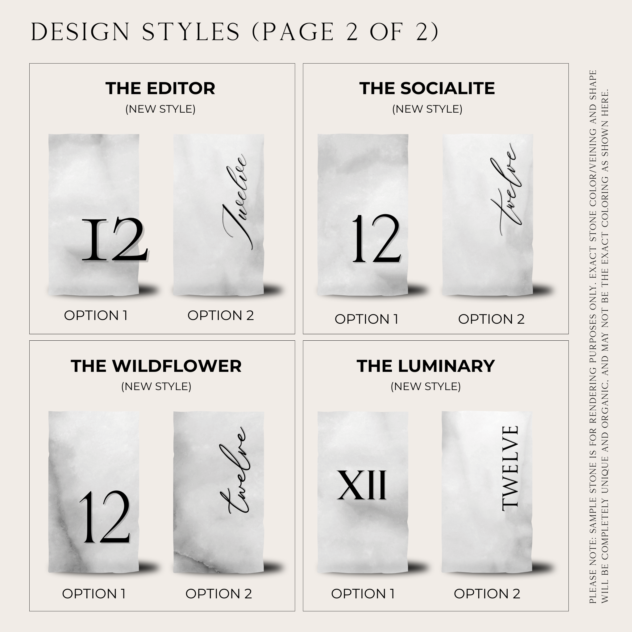 Moonlight Marble and Acrylic Table Numbers