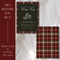 Load image into Gallery viewer, Holiday Soirée in Polo Plaid Tartan Red - Digital Invitation Template
