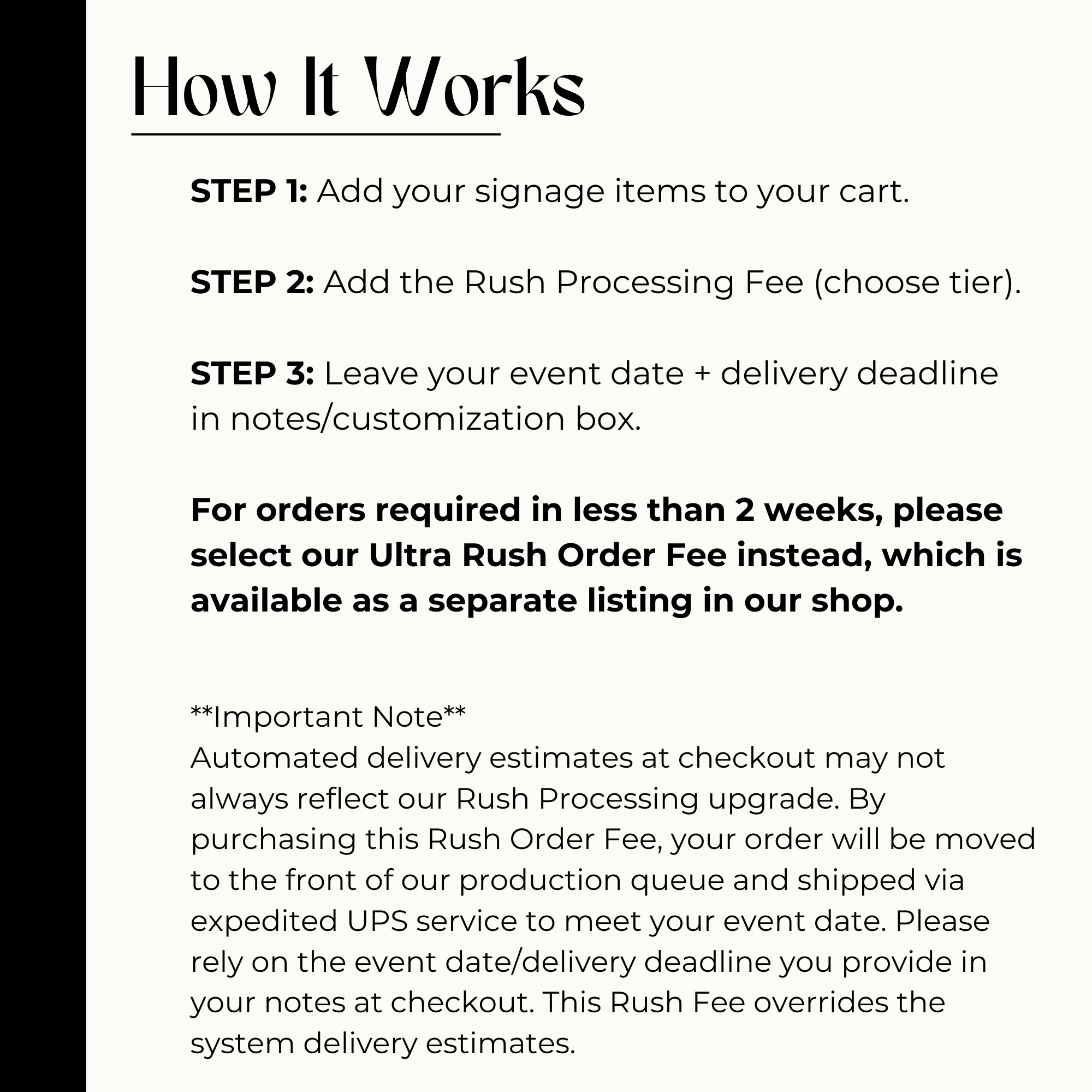 Rush Order Fee – Expedited Production