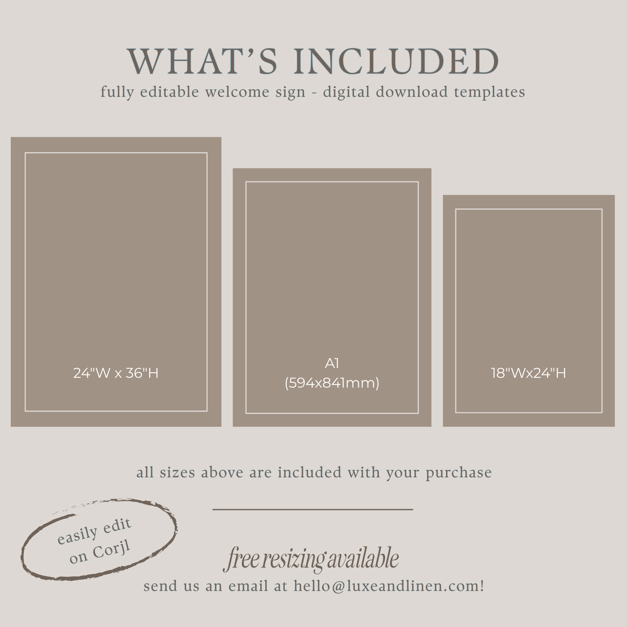 Modern Luxe Welcome Sign in 'Creme' - Digital Sign Template
