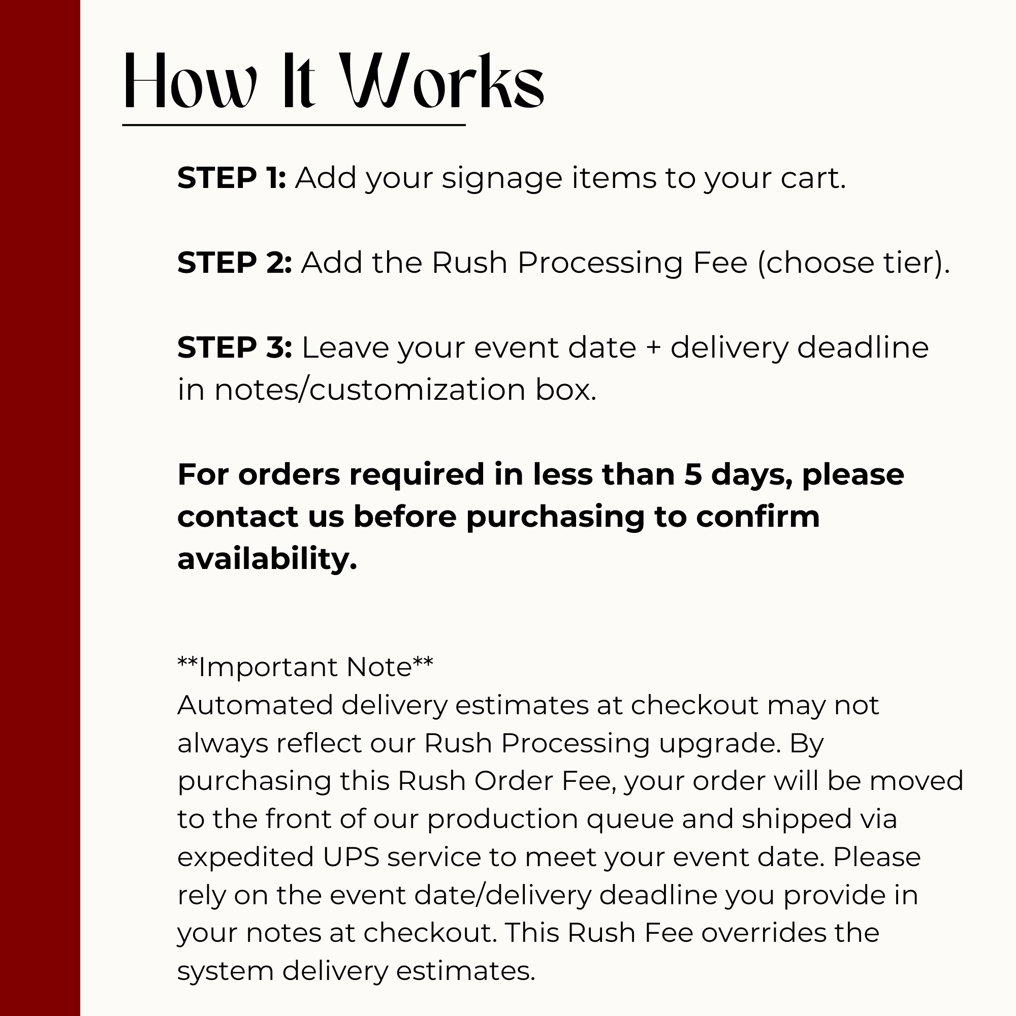 Ultra Rush Order Fee (< 2 Weeks) – Expedited Production