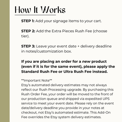 Extra Pieces Rush Order Fee – Expedited Production