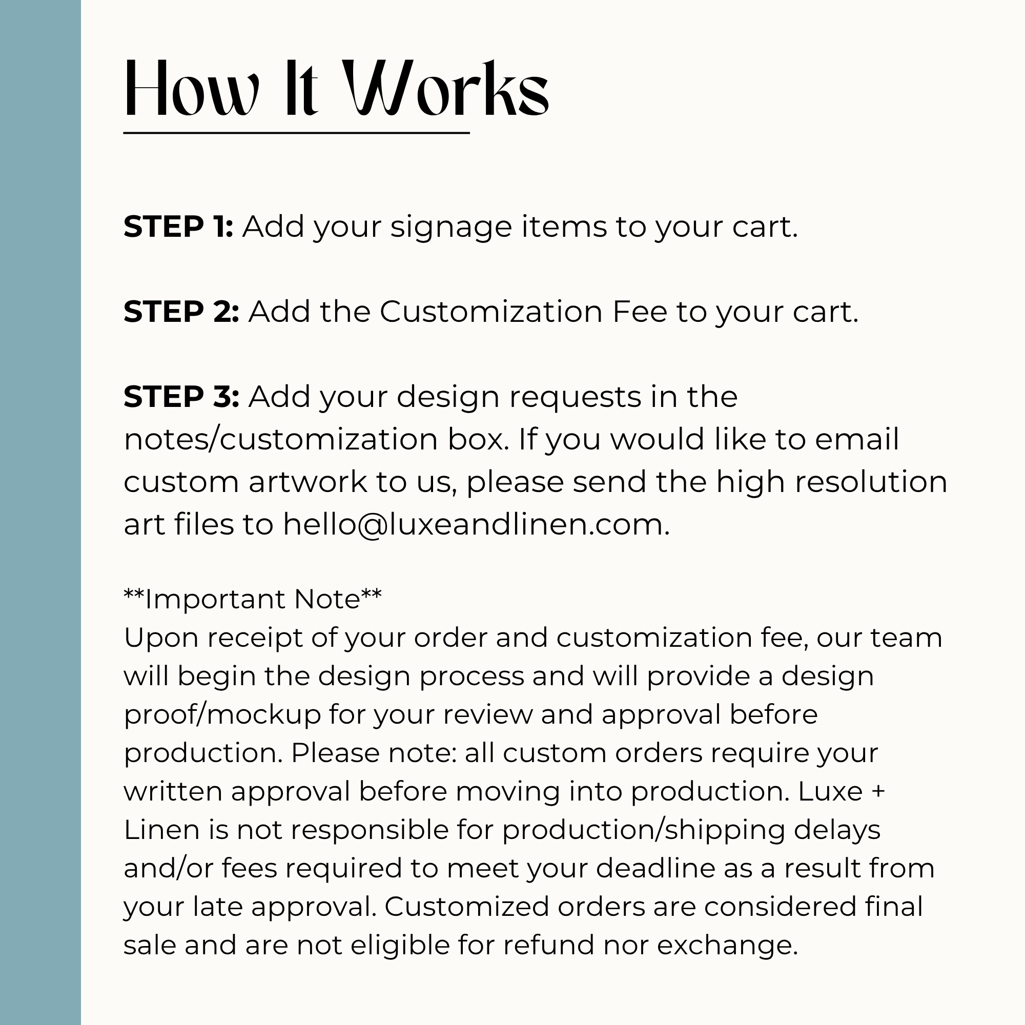 Customization Fee – Custom Design Upgrade