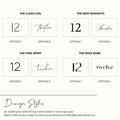 Deconstructed Daylight Marble Table Numbers