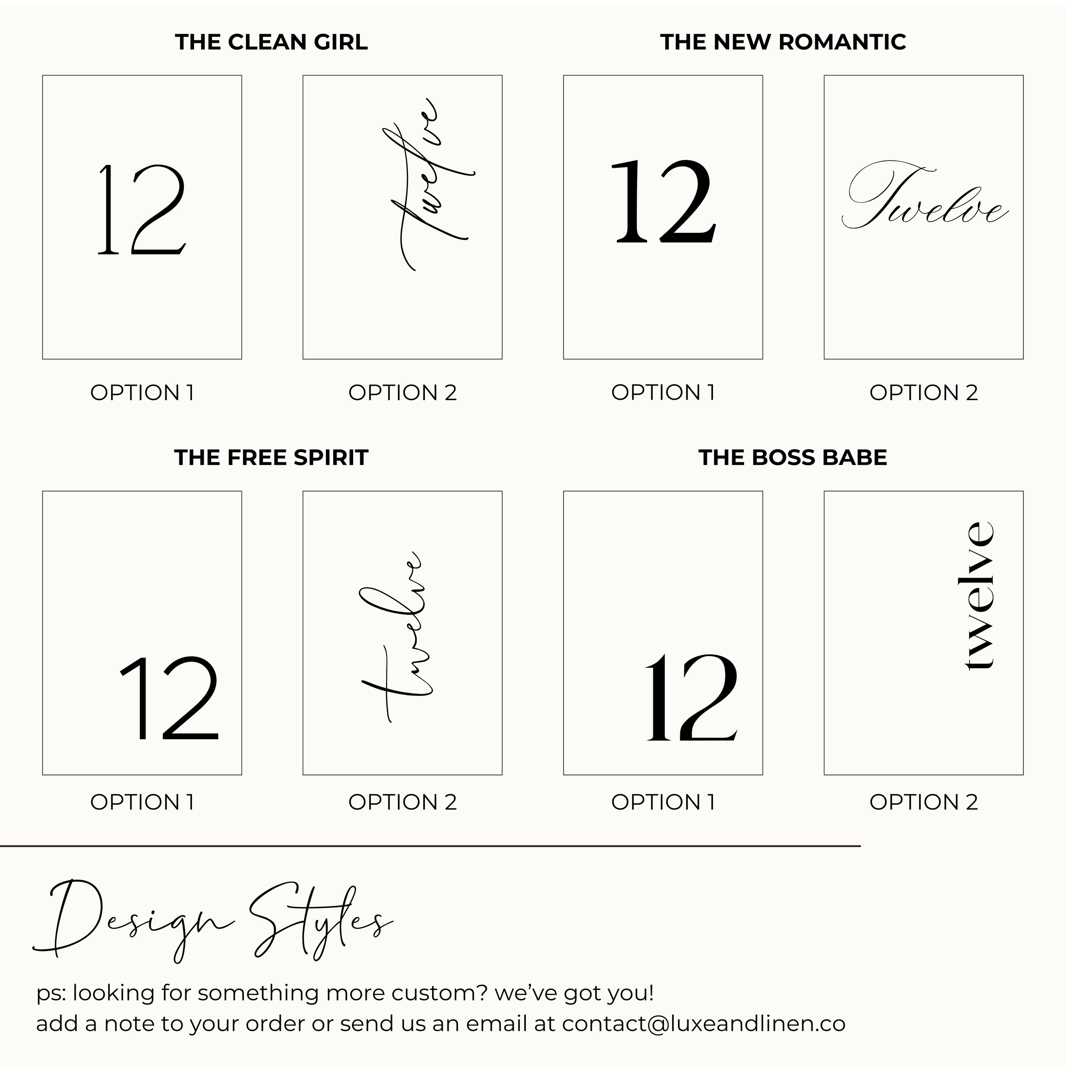 Daylight Marble and Acrylic Table Numbers