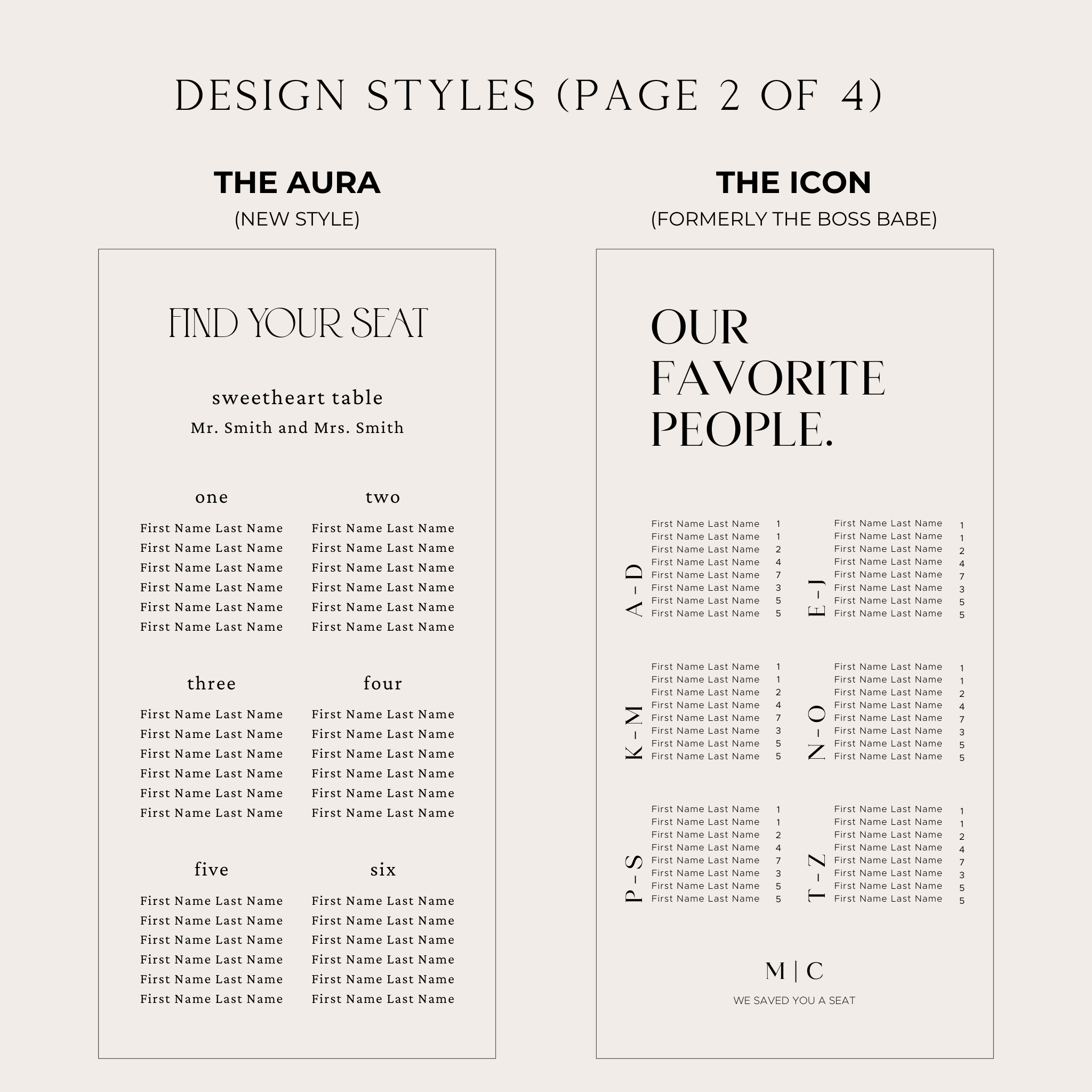 Linen Fabric Seating Chart Sign