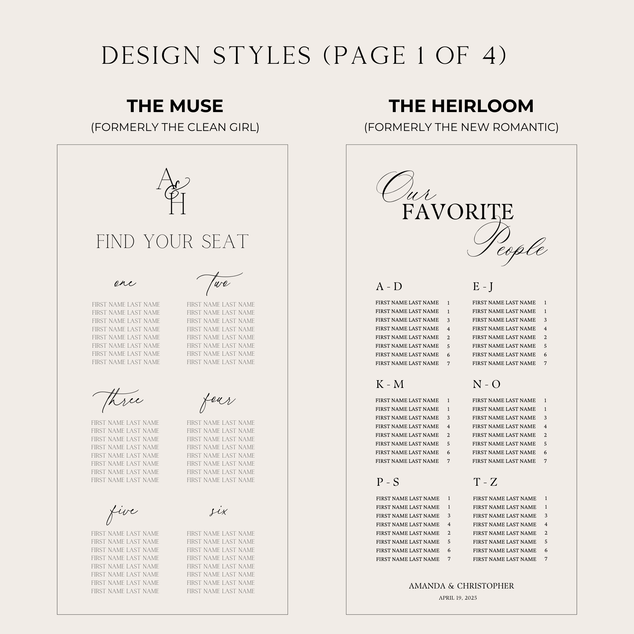Linen Fabric Seating Chart Sign