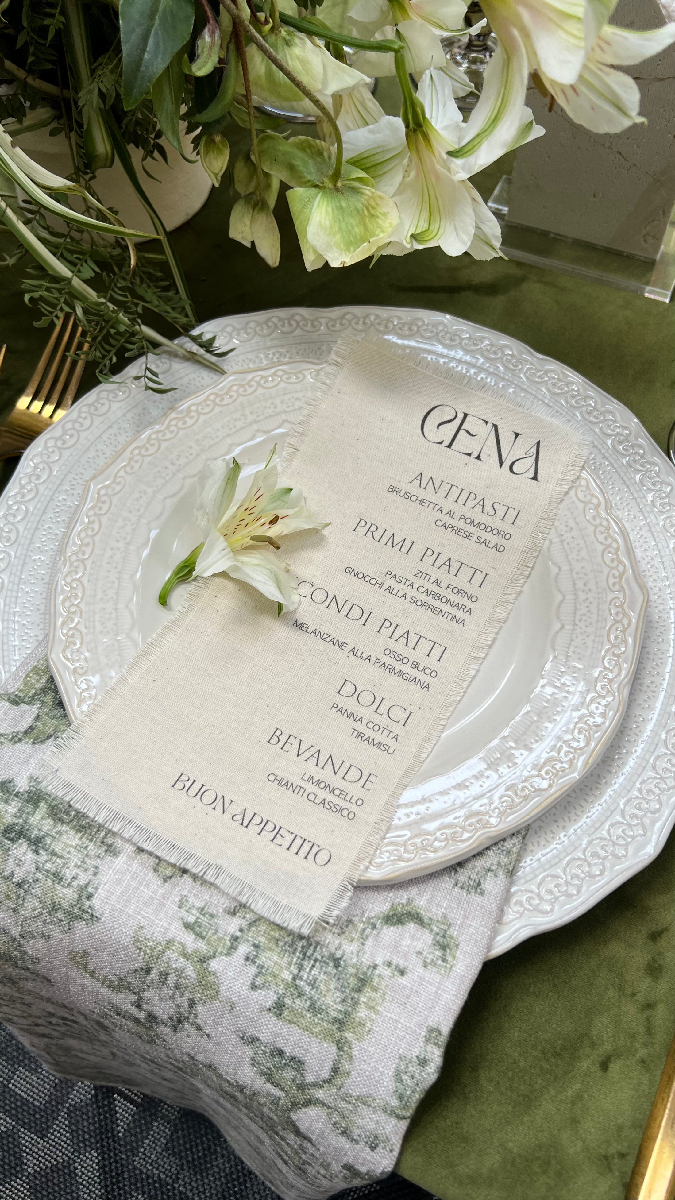 Linen Fabric Place Menu