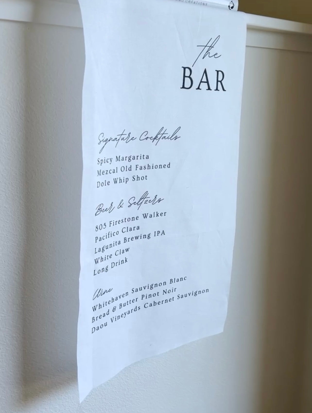 Linen Fabric Bar Sign - Custom Event Signage – Luxe + Linen