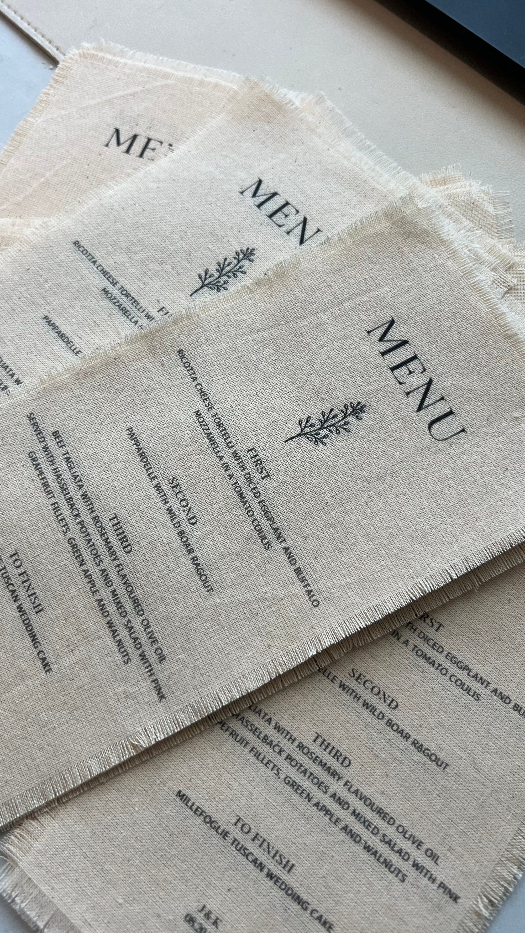 Linen Fabric Place Menu