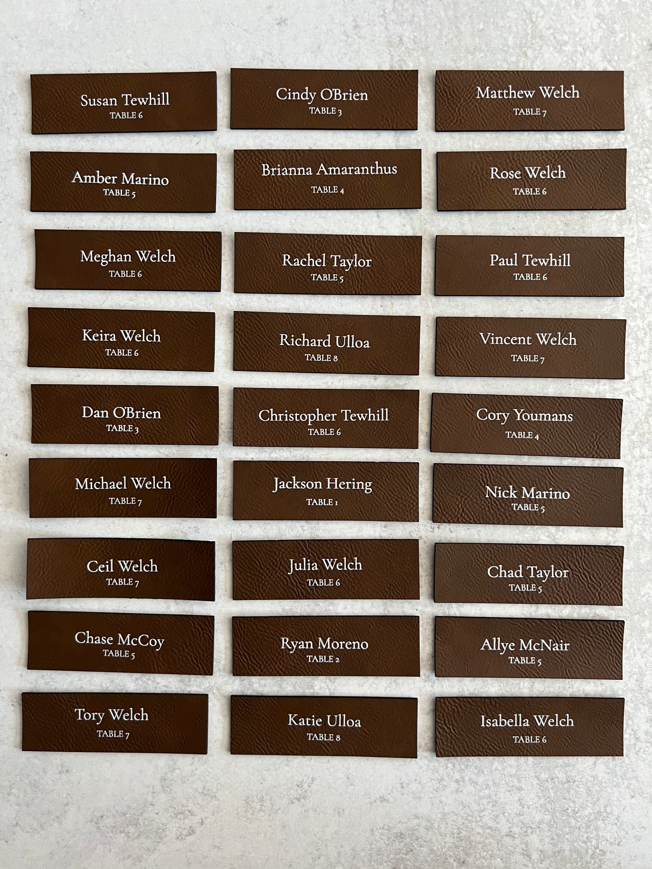 Leather Place Cards