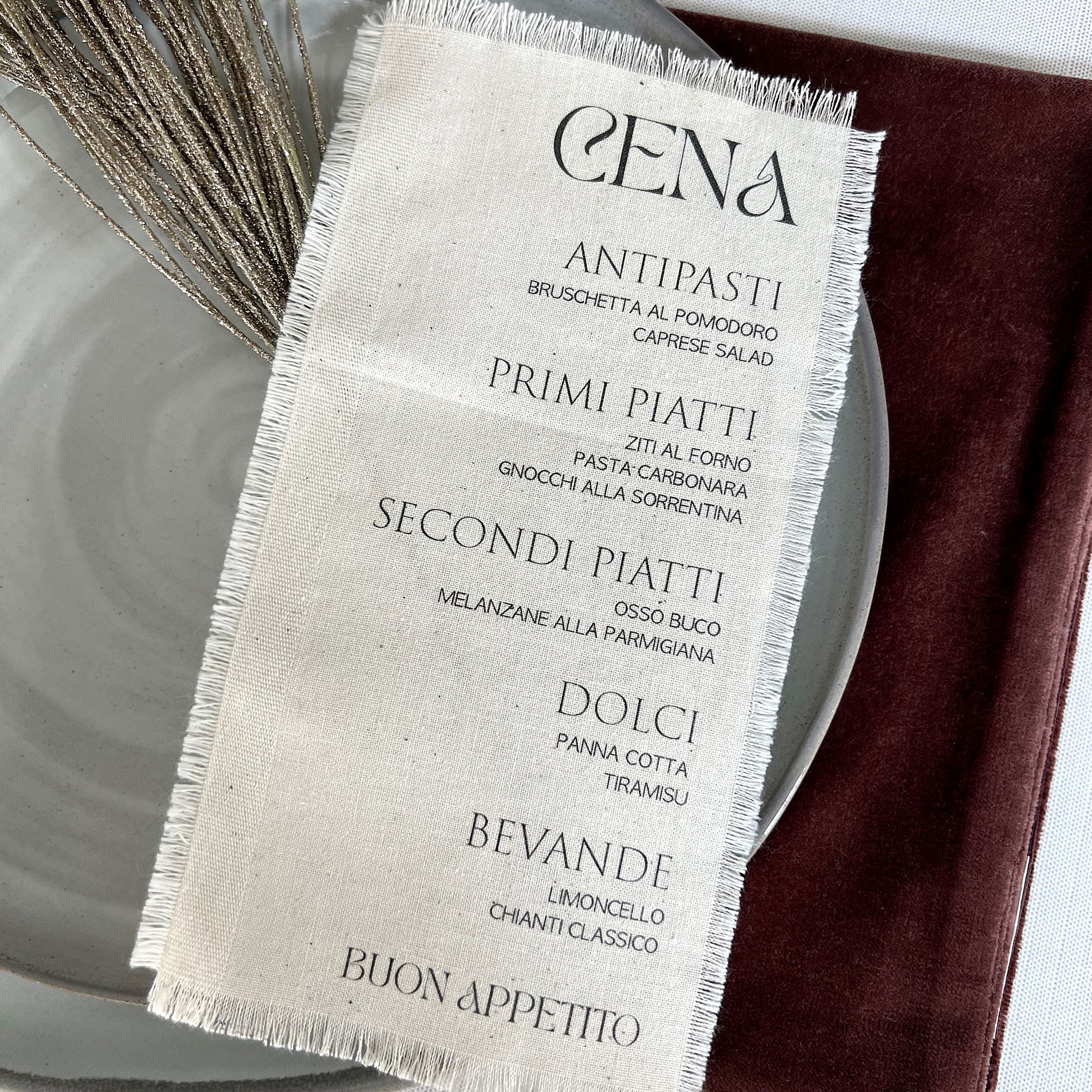 Linen Fabric Place Menu
