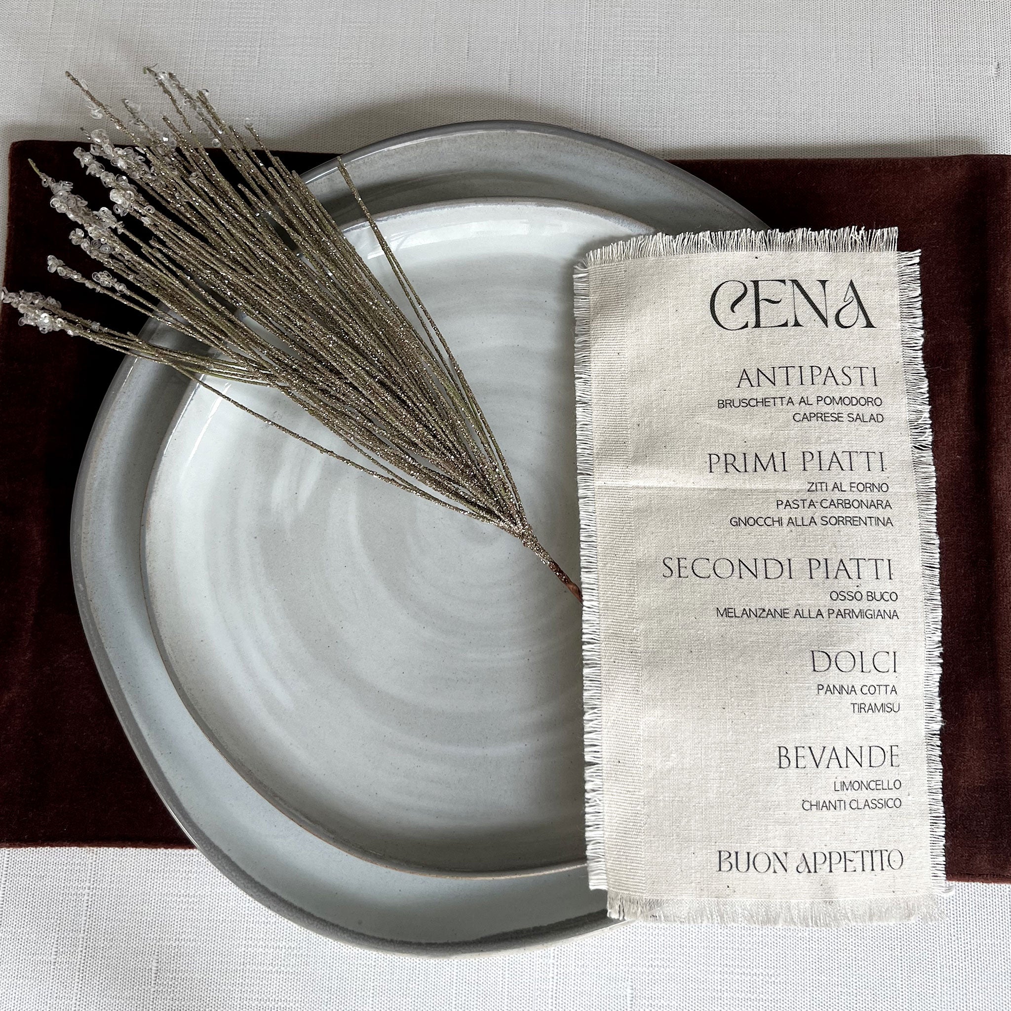 Linen Fabric Place Menu