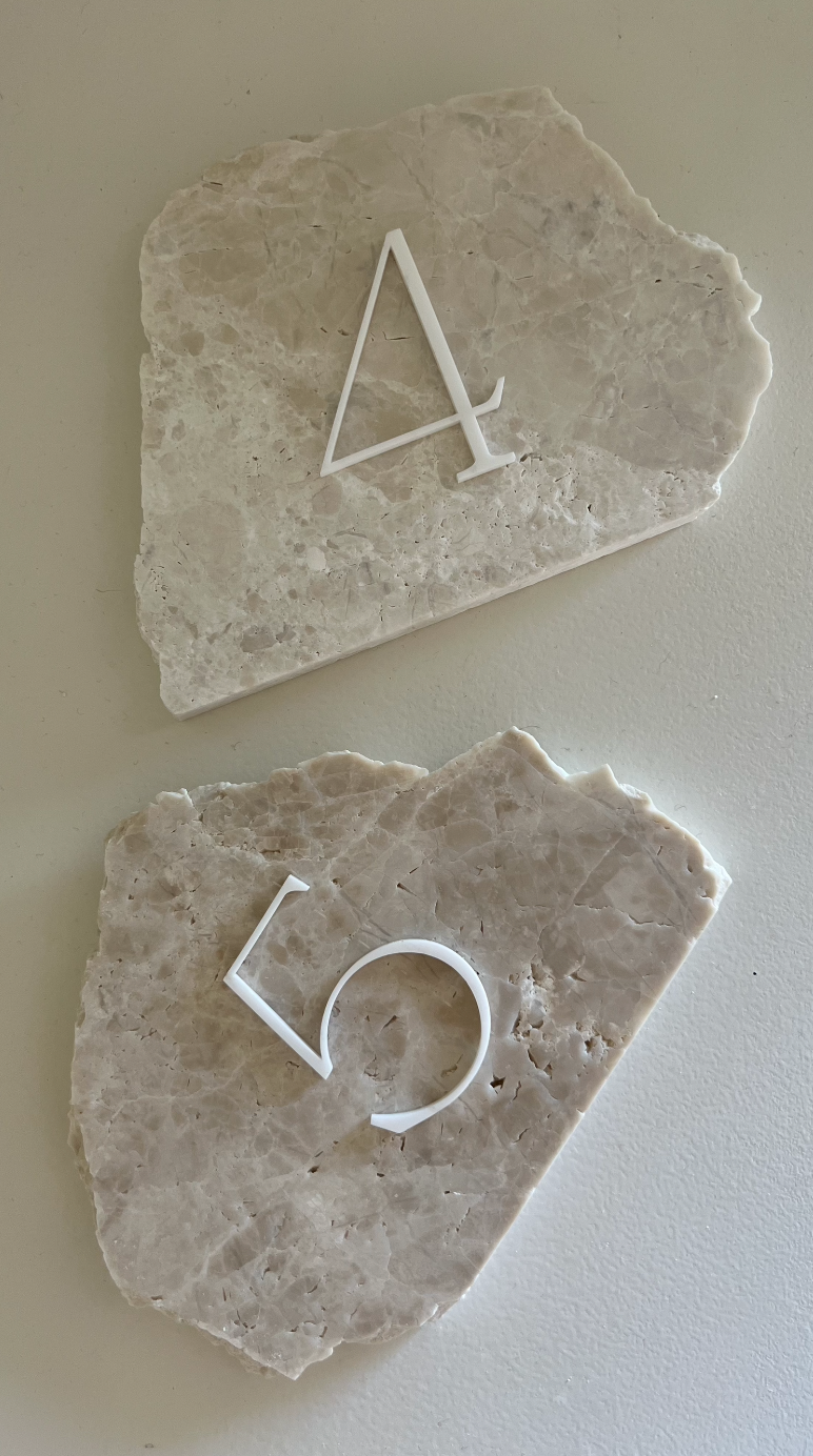 Deconstructed Daylight Marble Table Numbers