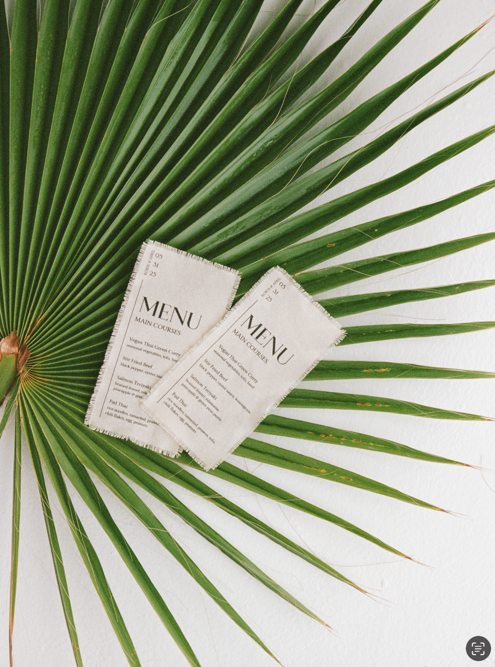 Linen Fabric Place Menu