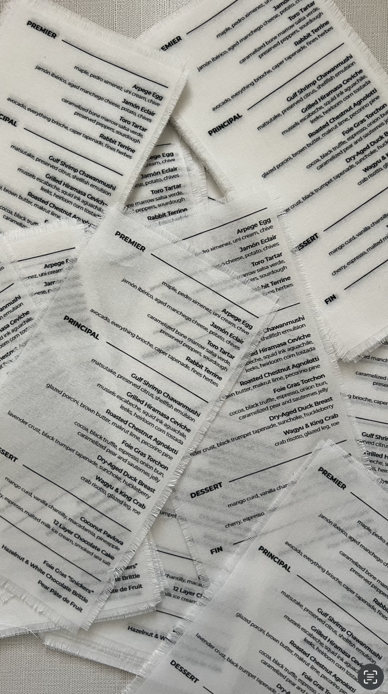 Linen Fabric Place Menu