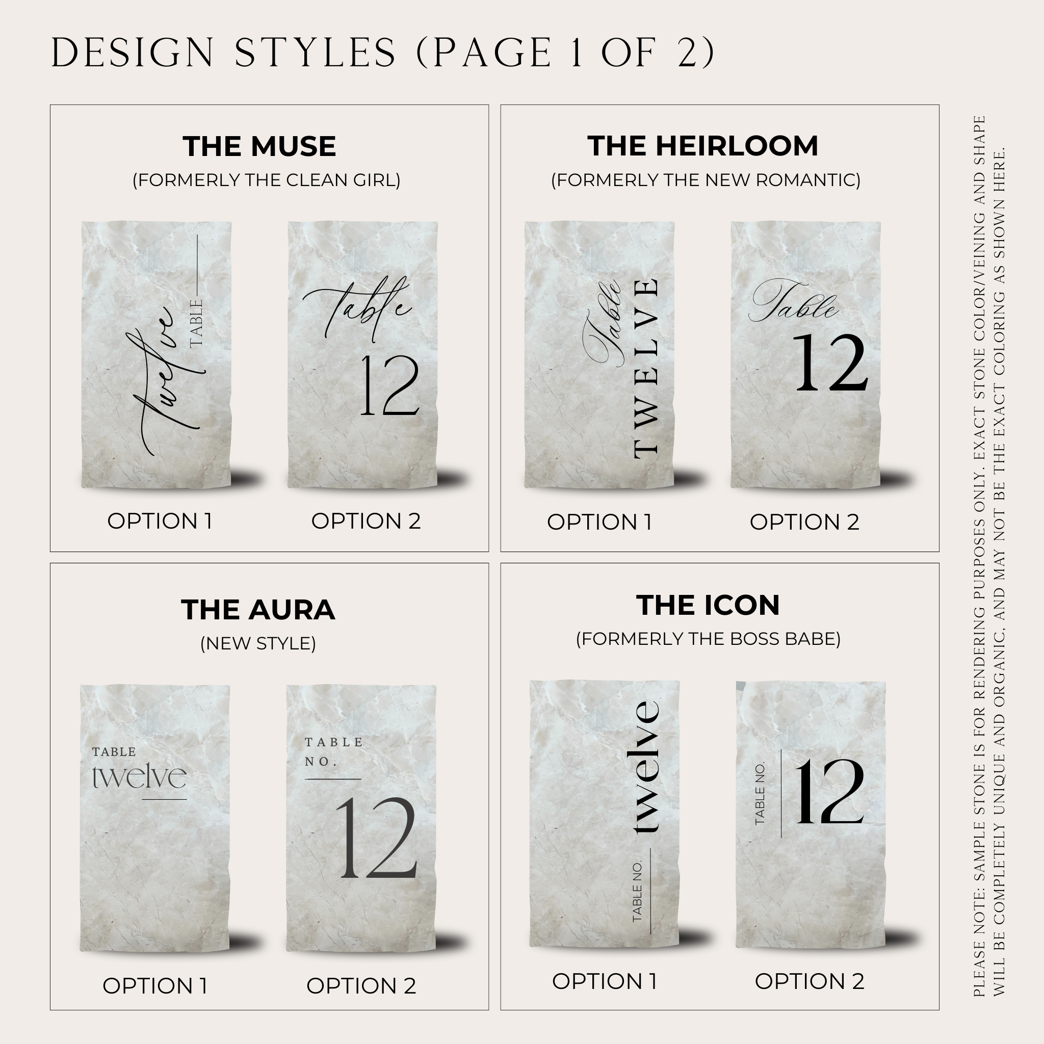 Daylight Marble Table Numbers