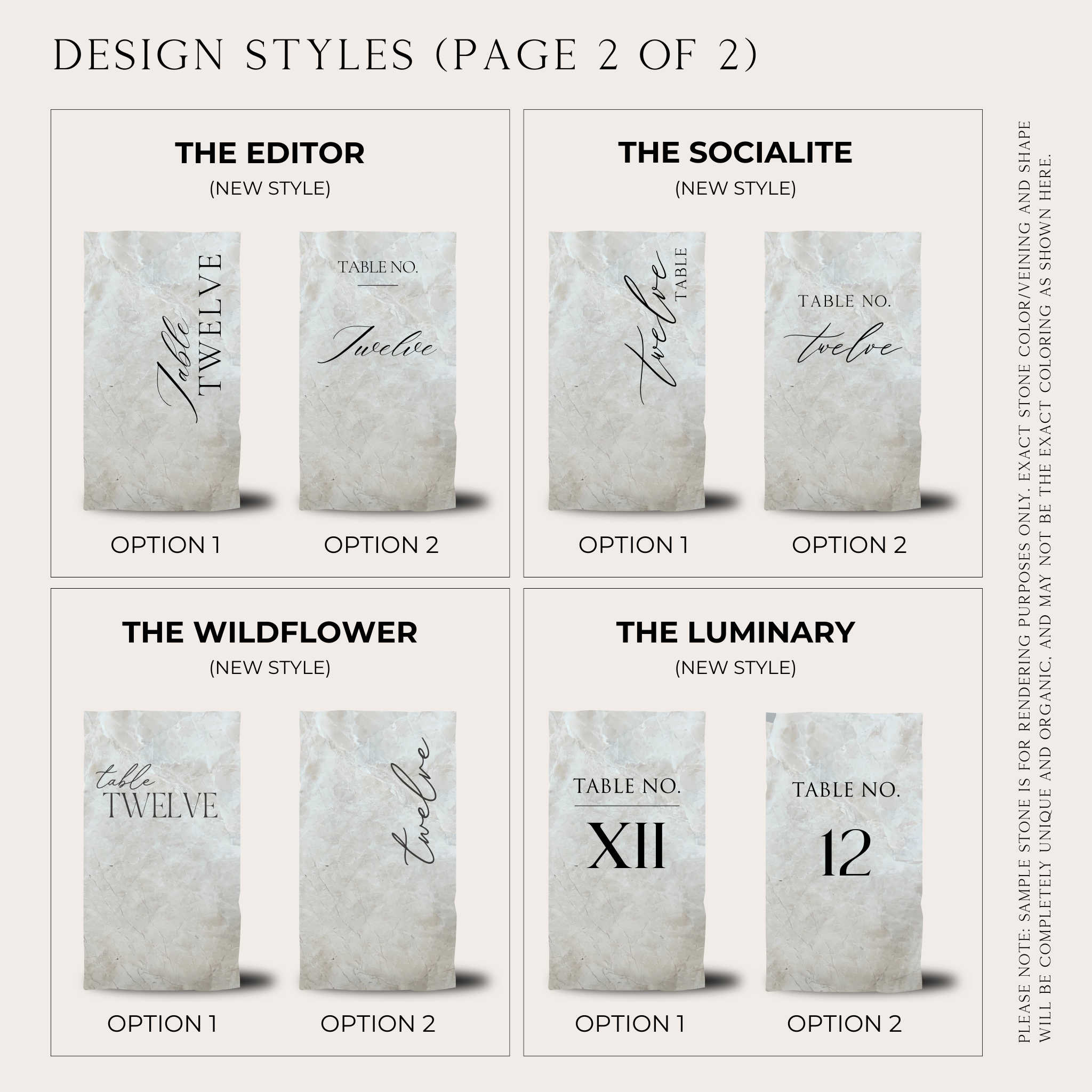 Daylight Marble Table Numbers