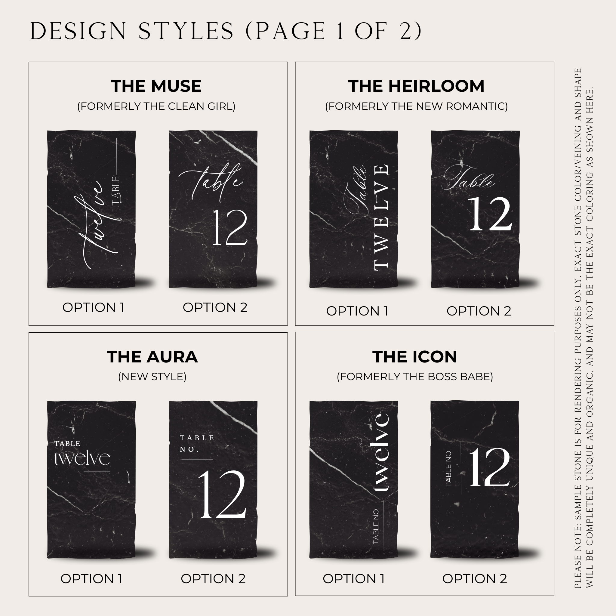 Midnight Marble Table Numbers