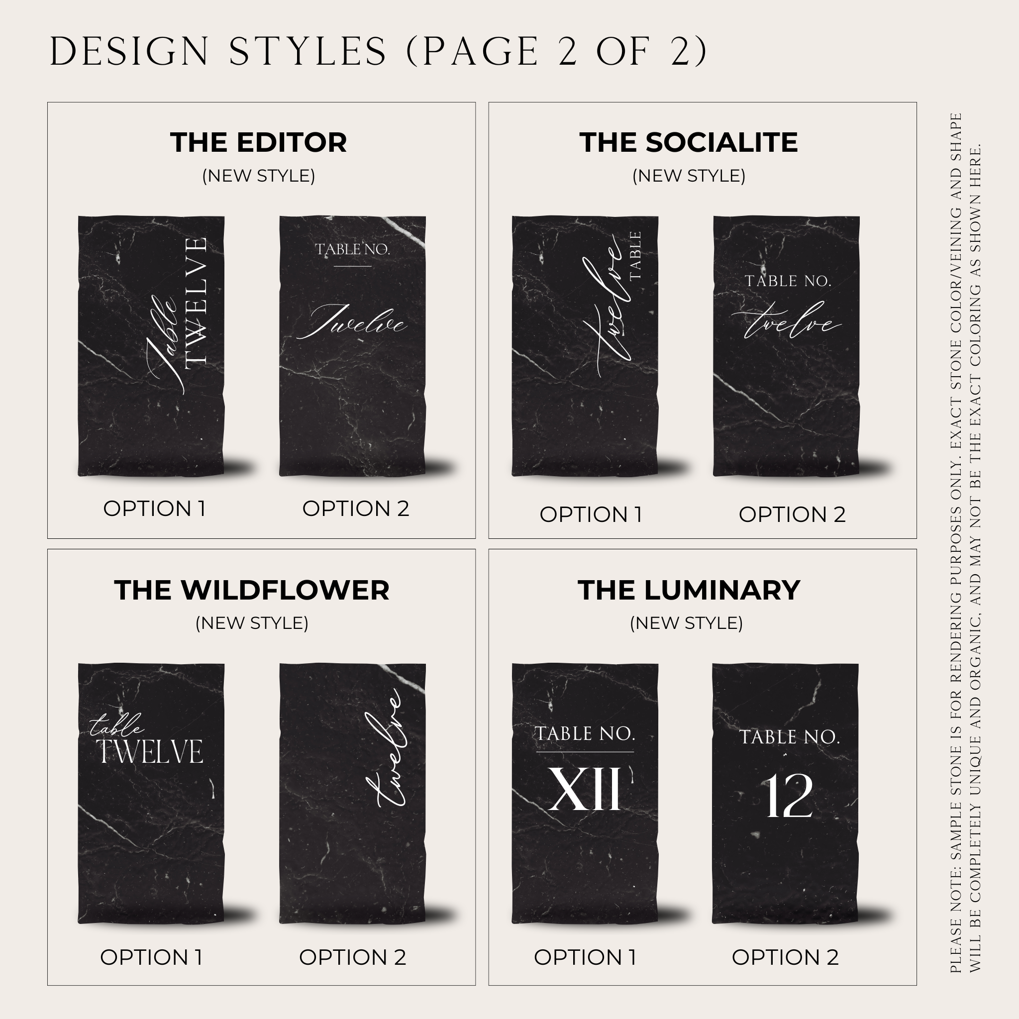 Midnight Marble Table Numbers